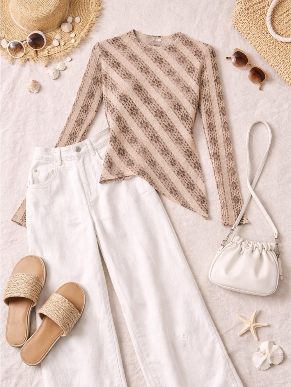 Sheer Lace Long Sleeve Top | Resort wear | Beach Cover up